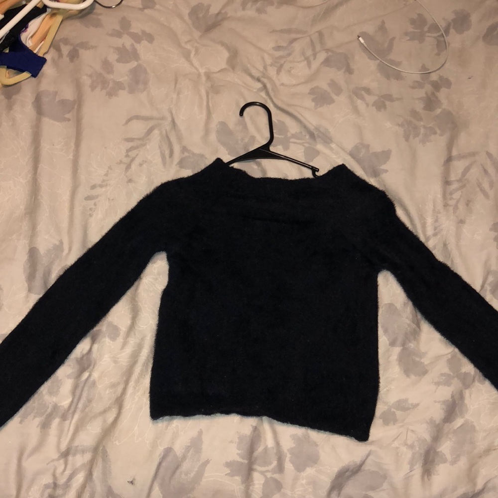 Fuzzy off the shoulder black sweater